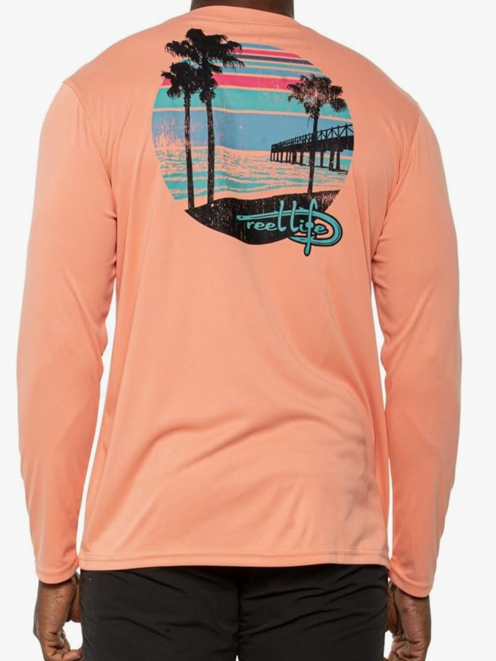 Reel Life Men's Sun Defender Apricot Long Sleeve Outdoor UV Tee